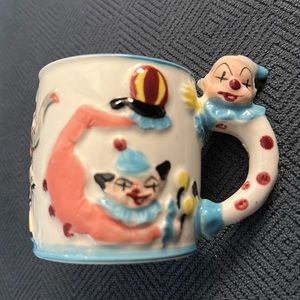 Vintage Grantcrest Ceramic Baby Cup 1950s Circus Clown Theme Hand Painted Japan